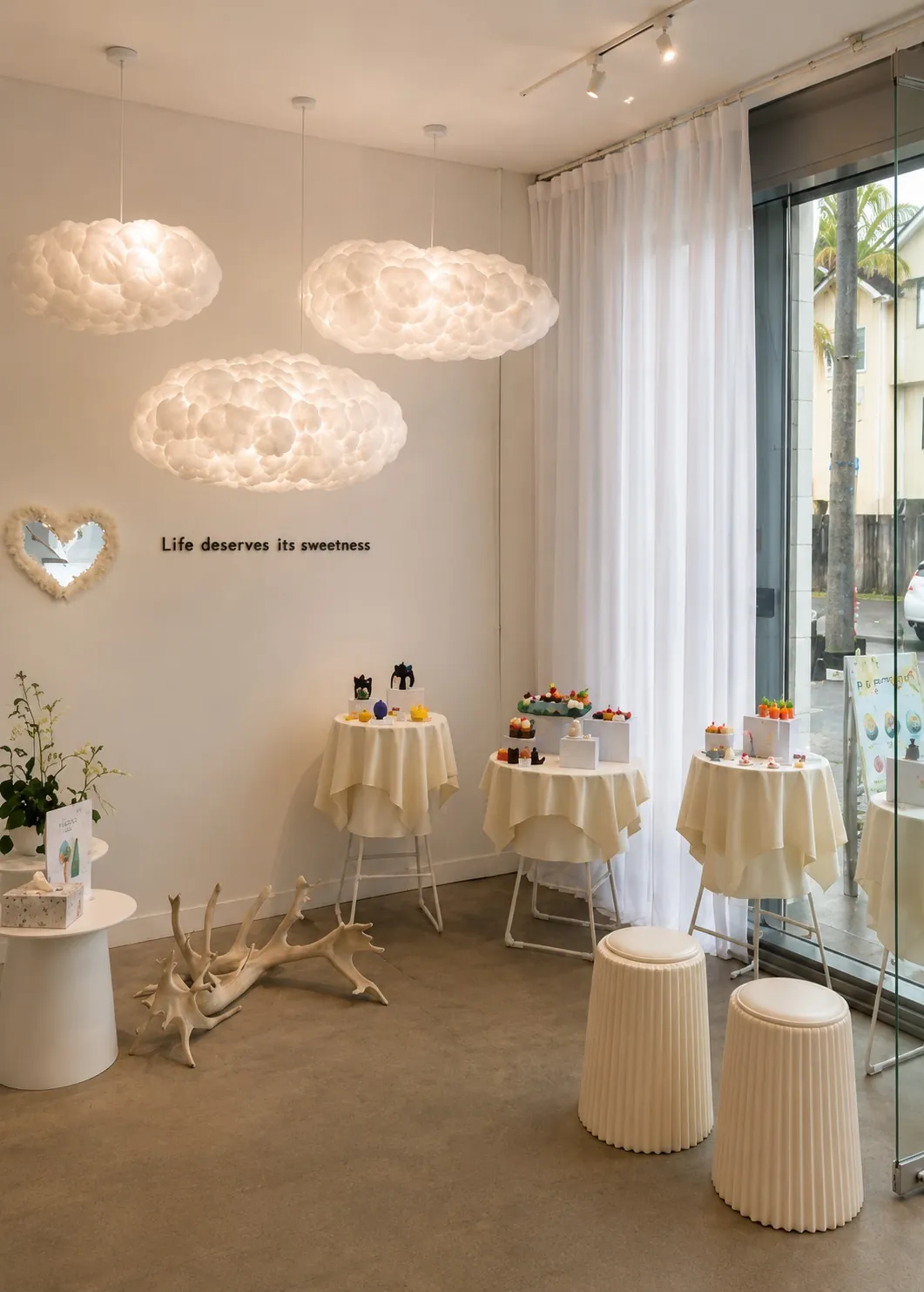 FUGITOTO seating space with cloud lights